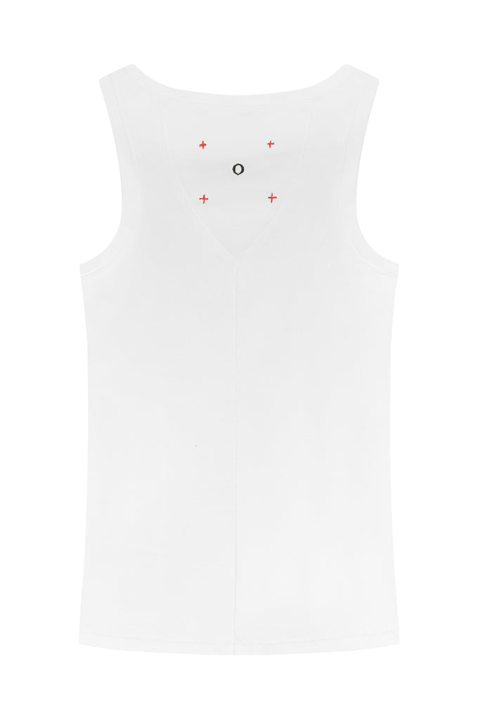 Ribbed Tank Top White with white stitches