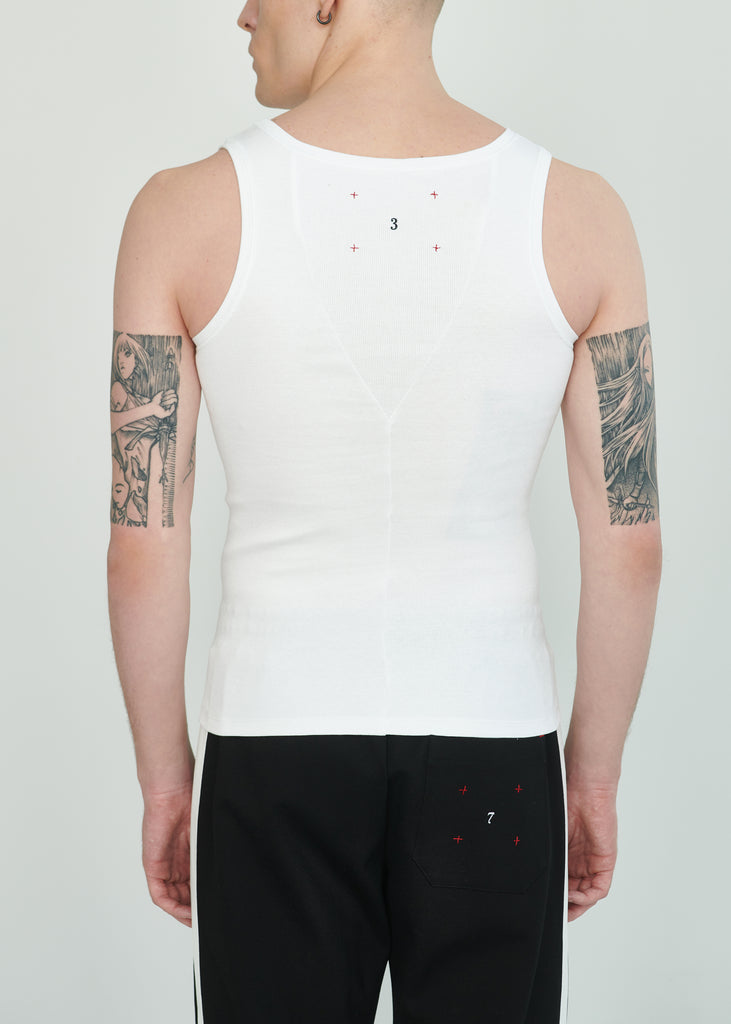 Ribbed Tank Top White with white stitches