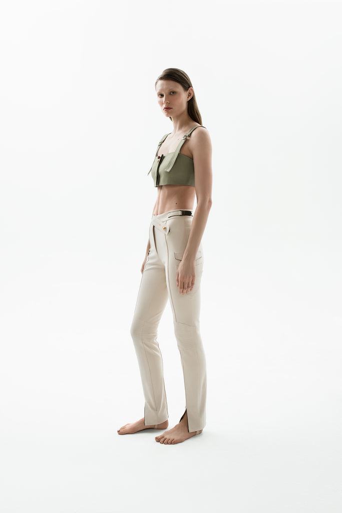 Cotton tapered trousers off-white
