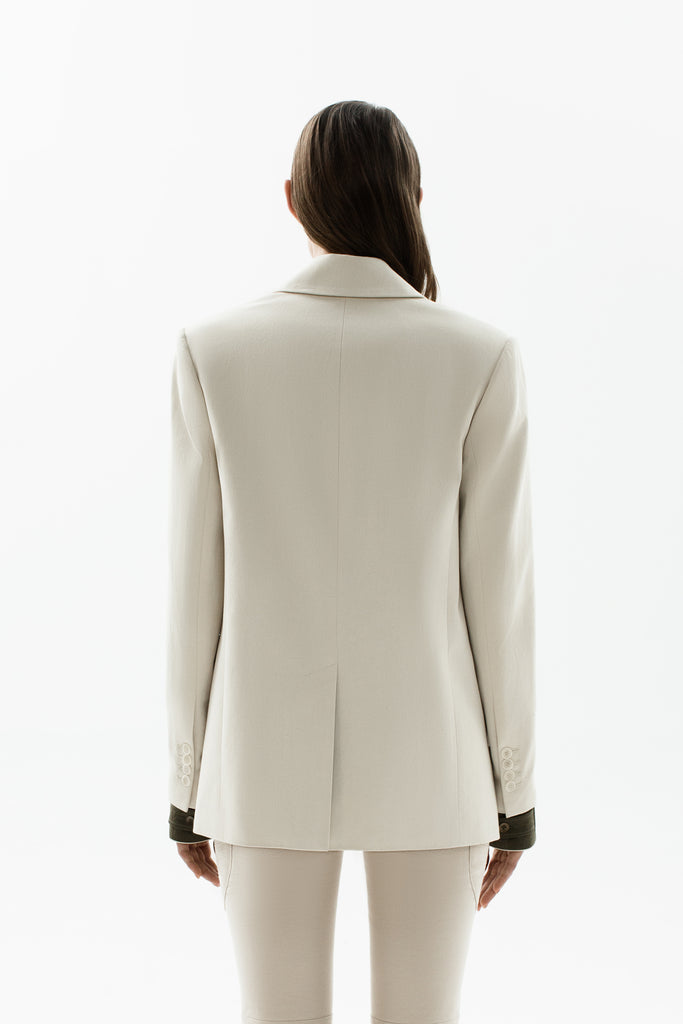 Double breasted straight blazer off-white