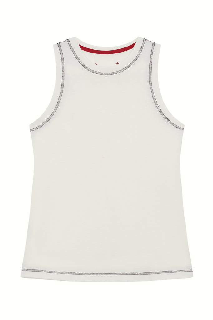 Tank Top White with black stitches