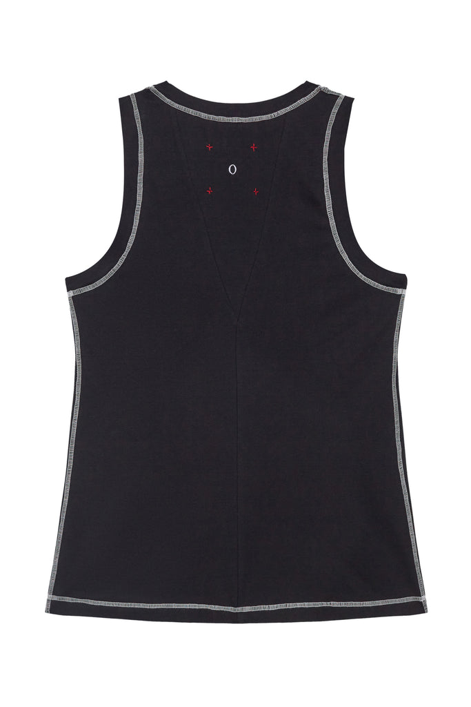 Tank Top Black with white stitches