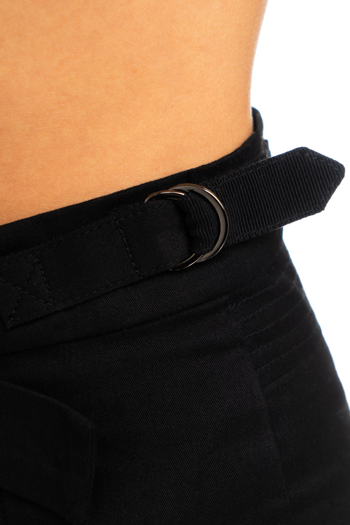 Cotton tapered trousers black