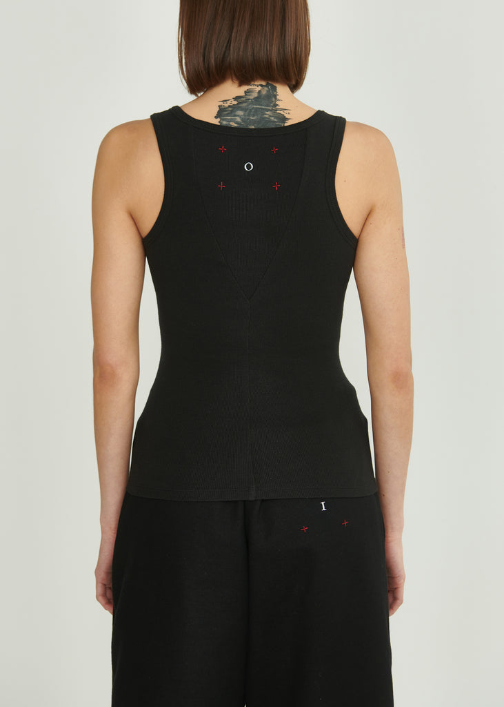 Ribbed Tank Top Black with black stitches