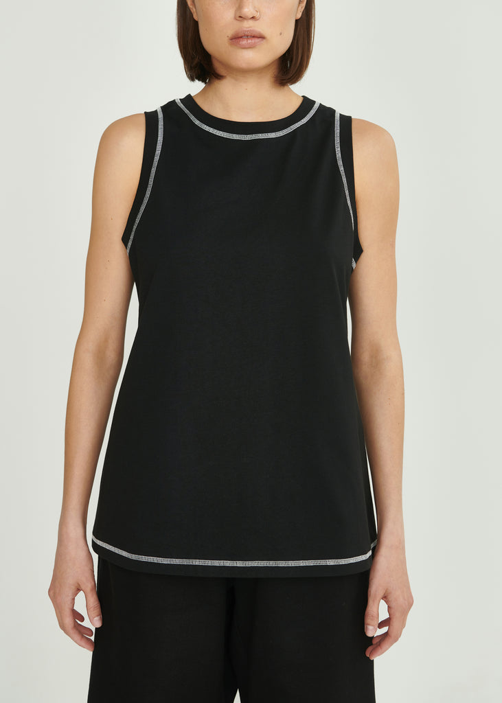 Tank Top Black with white stitches