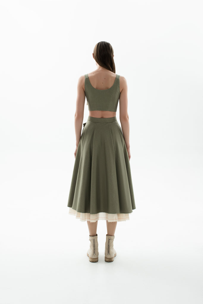 Asymmetric skirt khaki