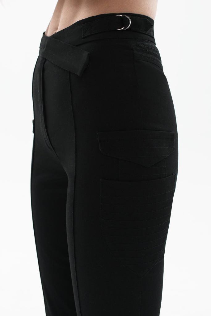 Cotton tapered trousers black