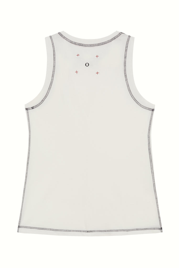 Tank Top White with black stitches
